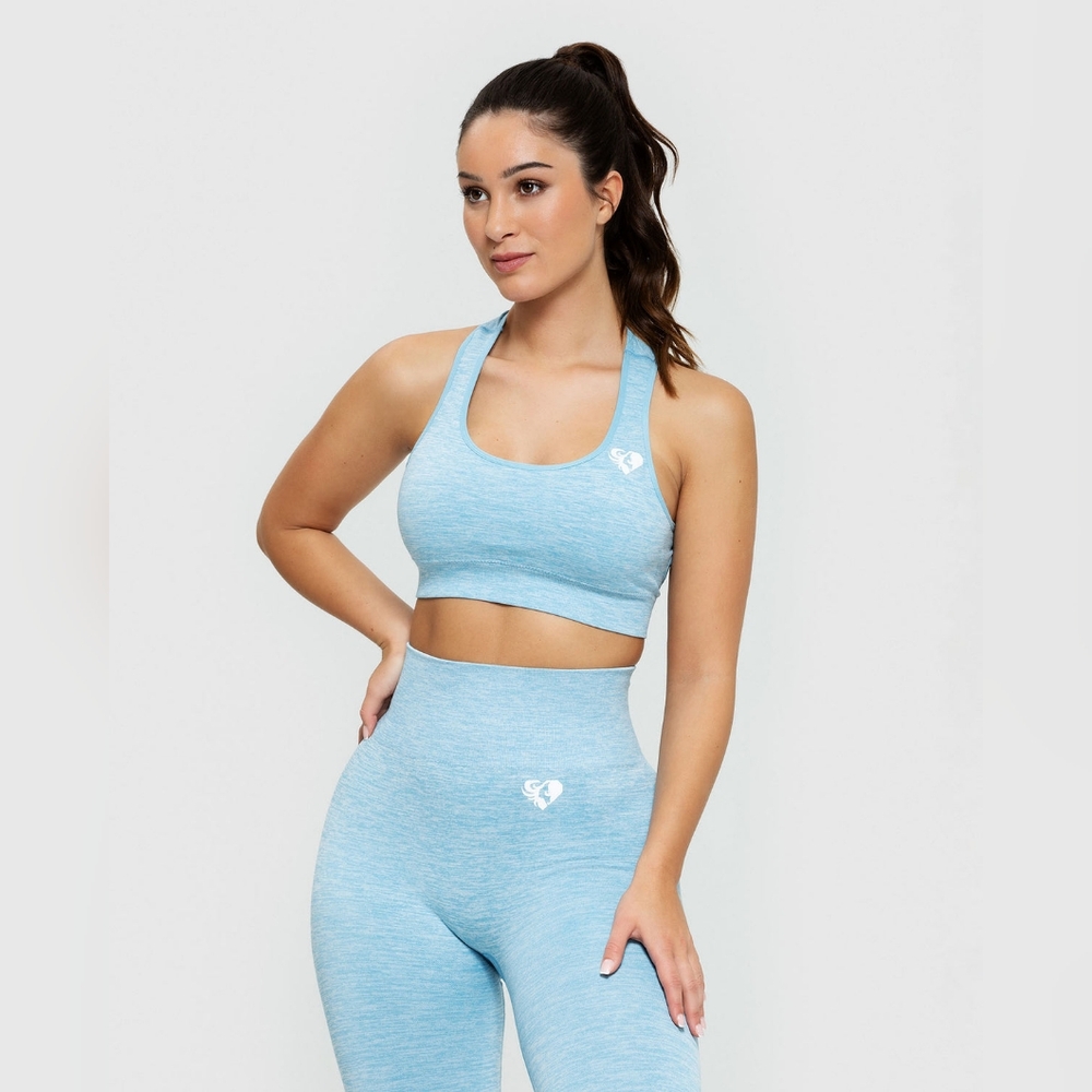 Women's Best Seamles Blue Sports Bra and Leggings Set